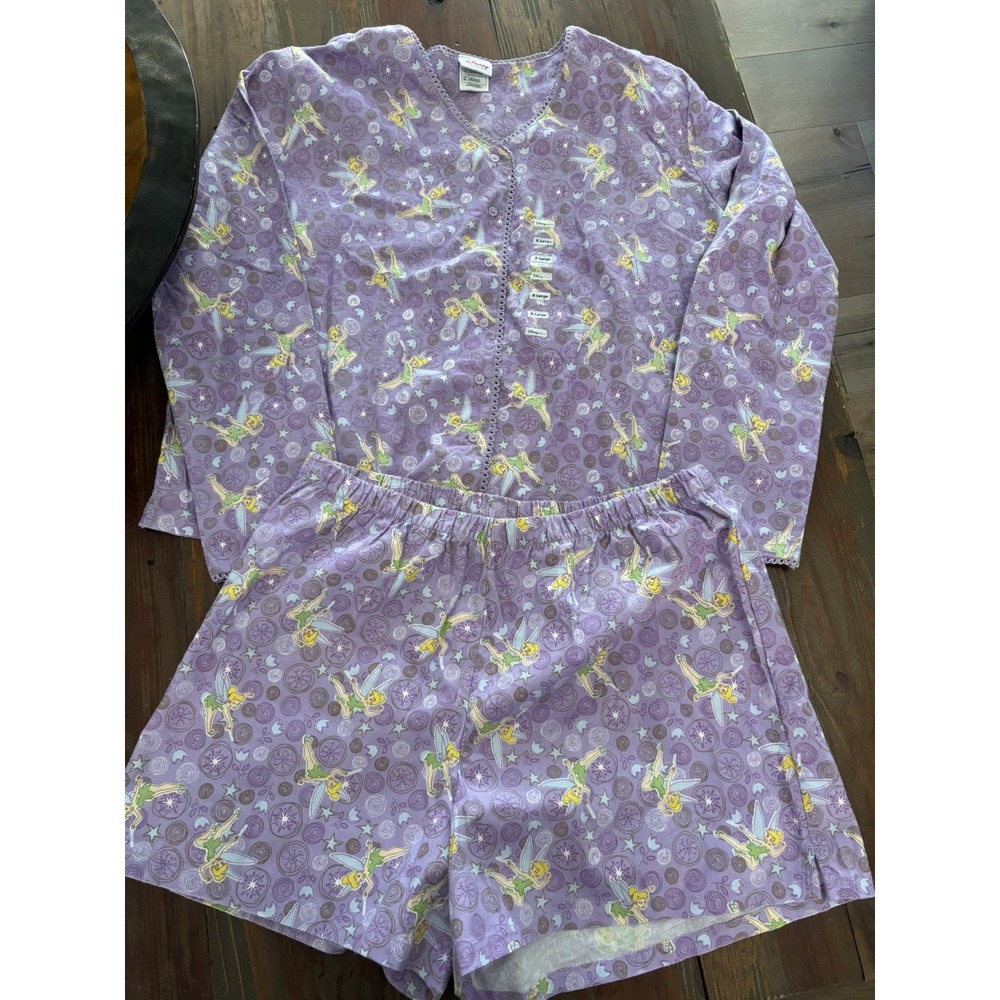 TINKER BELL ADULT PJ'S V-NECK SHORTYS XLARGE TINKERBELL